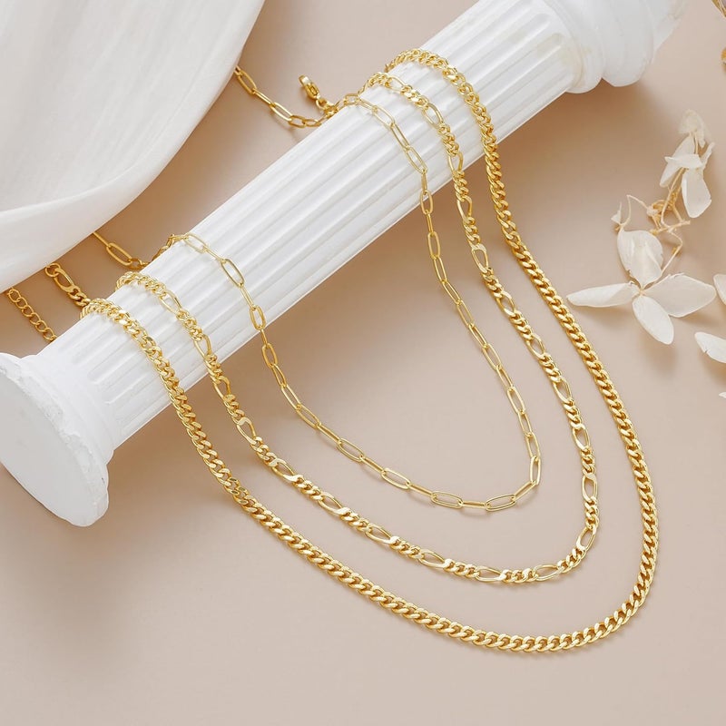 Dodder Store Gold Layered Necklaces for Women, 14K Gold Plated Dainty Gold Chain Choker Necklace Stack, Herringbone Gold Necklaces Set - Image 5